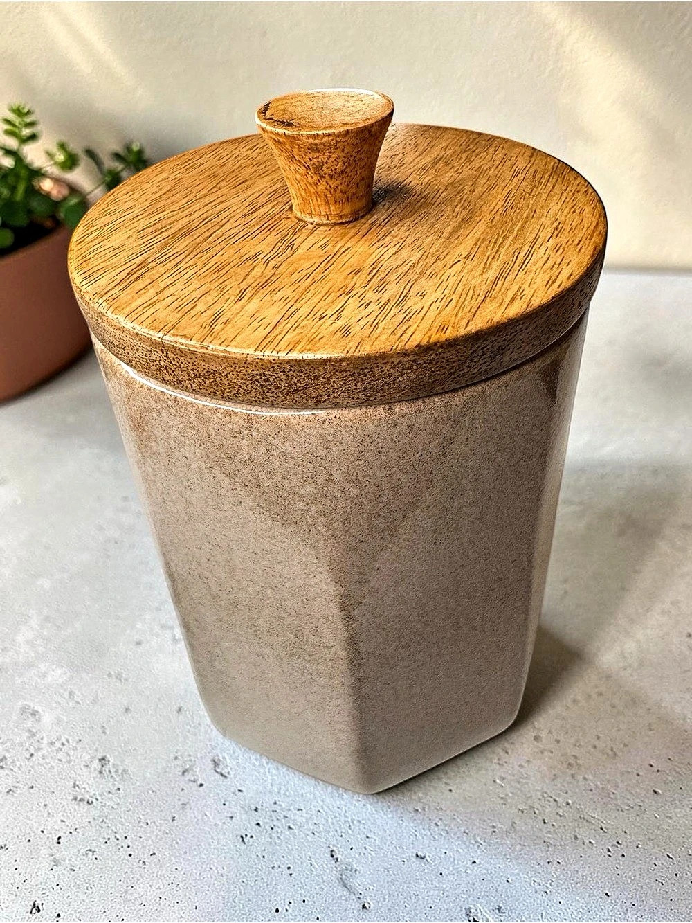 Geometric ceramic kitchen canister / storage jar